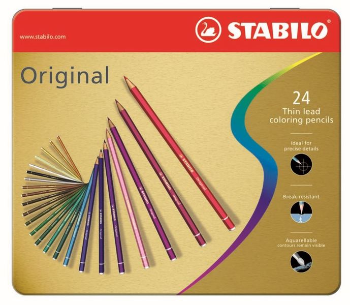 Stabilo Original Colour Pencil - Assorted Metal Box of 24