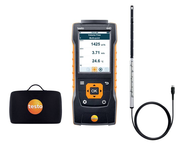 testo 440 Multi-Function Hot Wire Flow Rate Instrument Kit - Low Flow