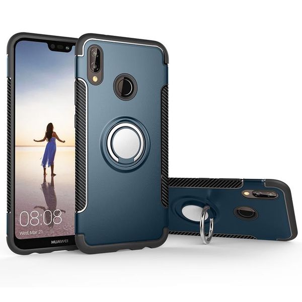 Magnetic Kickstand Ring Stand Armor Case for Huawei P10 Lite Silver