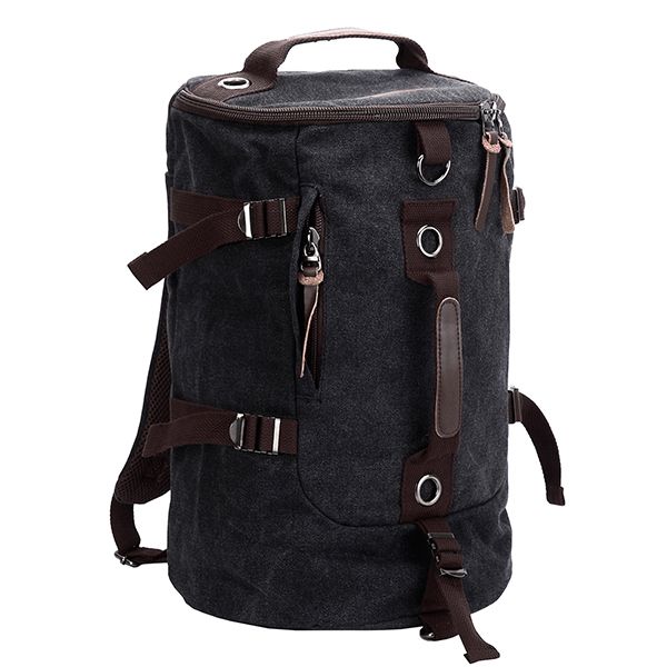 Mens Vintage Canvas Travel Duffel Bag - Black