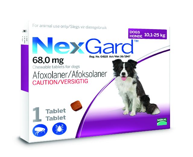 NexGard Chewable Tick &amp; Flea Tablet for Dogs - 10.1-25KG (1 Tablet)