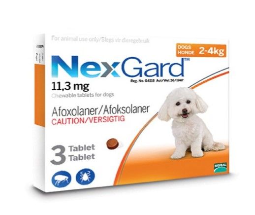 NexGard Chewable Tick &amp; Flea Tablet for Dogs 2-4kg (3 Tablets)