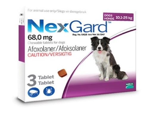 NexGard Chewable Tick &amp; Flea Tablet for Dogs 10.1-25kg (3 Tablets)