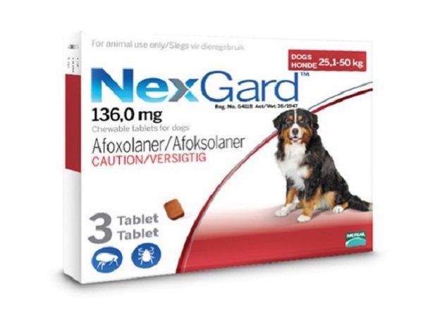 NexGard Chewable Tick &amp; Flea Tablet For Dogs - 25.1 - 50kg (3 Tablets)