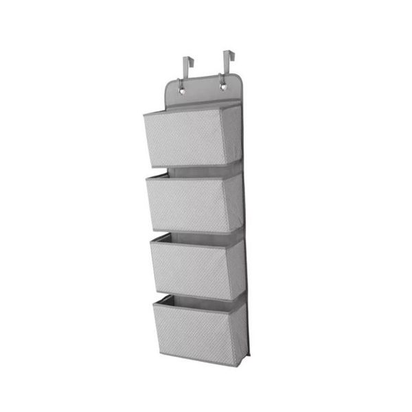 4 -Tier Over Door Hanging Storage Unit - Grey