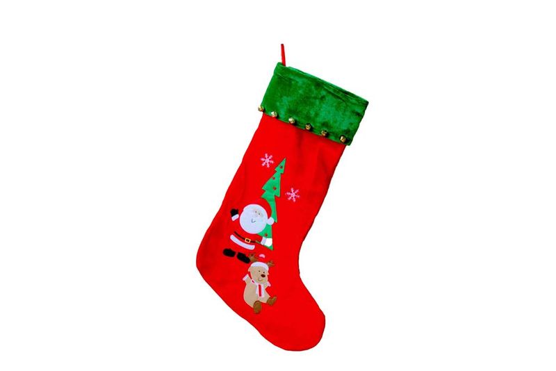 Extra Large Christmas Stocking with Santa, Reindeer &amp; Bells (600mm x 440mm)
