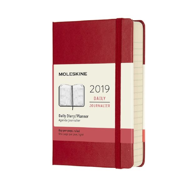 Moleskine 2019 12 Month Pocket Hard Daily Diary - Scarlet Red - A6