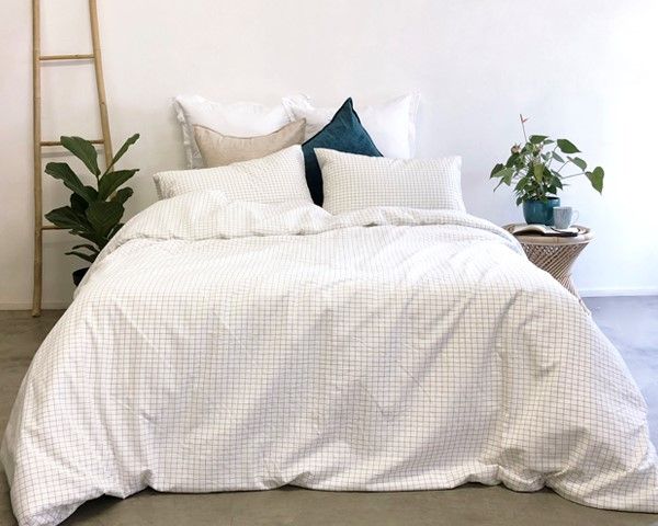 Whiteheads Washed Cotton Duvet Cover - Grid (Double)