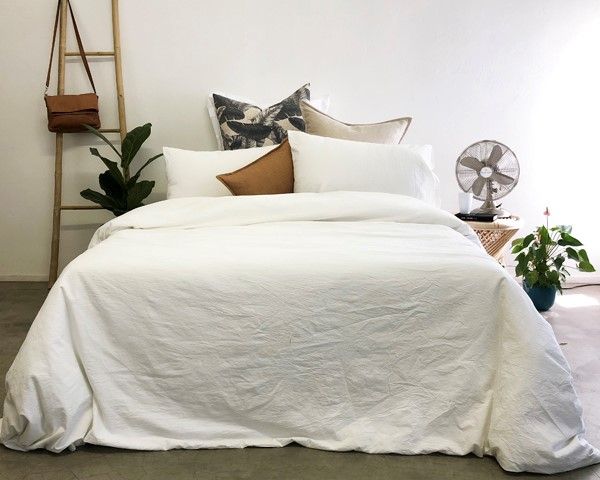 Whiteheads Washed Cotton Duvet Cover - White (Double)