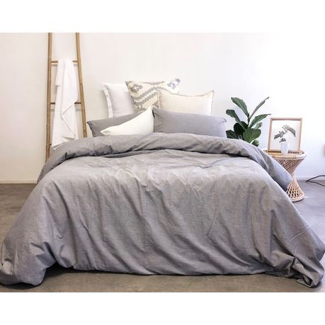 Whiteheads Washed Cotton Duvet Cover Grey Queen Buy Online