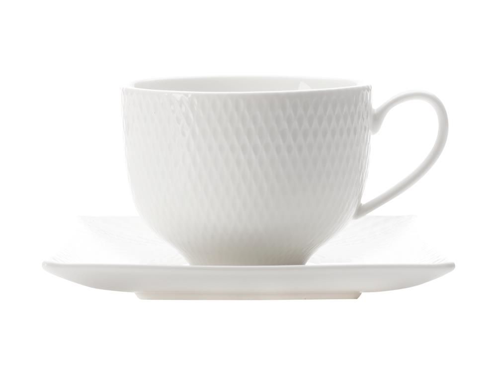 Maxwell & Williams 220ml White Basics Diamonds Cup & Saucer 4 cups