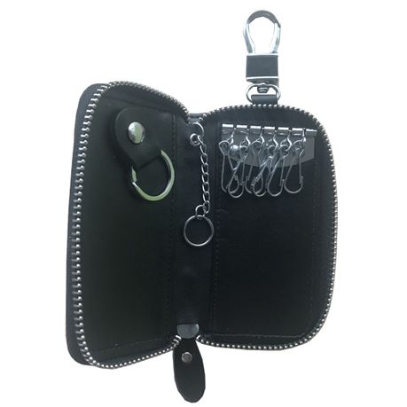 Leather Key Holder Bag with 2 Card Slot & 6 Hooks & 1 Access Card,Key Case  Car Key Holder Wallet for Men Women 