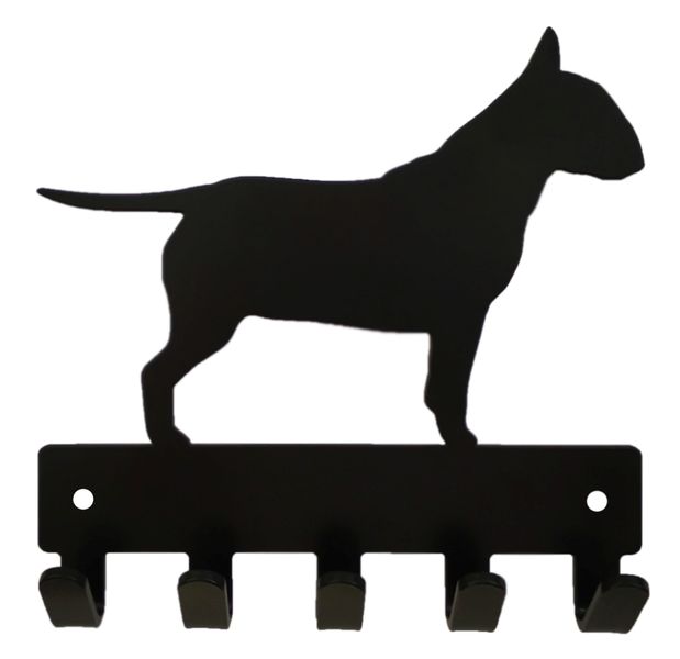 Eboy Steel Bull Terrier Key Rack or Leash Hanger - 5 Hooks - Black