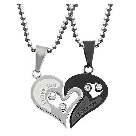 Magnetic Couples Heart Necklaces - Couple Jewelry | Infinity Charm Black & Silver Heart | Leather Necklaces