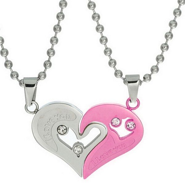 Uloveido Paired Heart Necklace Pendants for Couples