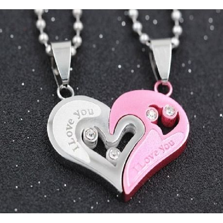 Couple's Engravable Two Halves of One Heart Pendants Set (2 Names)