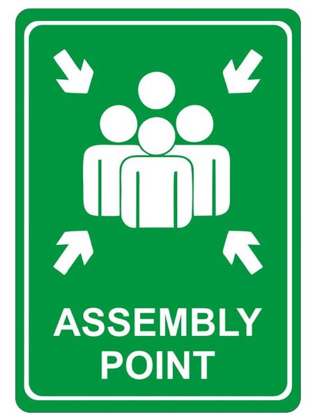 Parrot Products: Green Assembly Point Symbolic Sign on White ACP 15cm*15cm