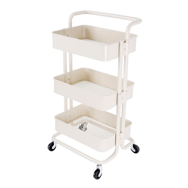 3 Tier Metal Mesh Storage Shelf Utility Rolling Cart Storage