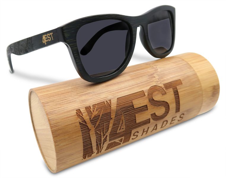 4EST Shades Men's Wooden Polarized Sunglasses - Black Bamboos