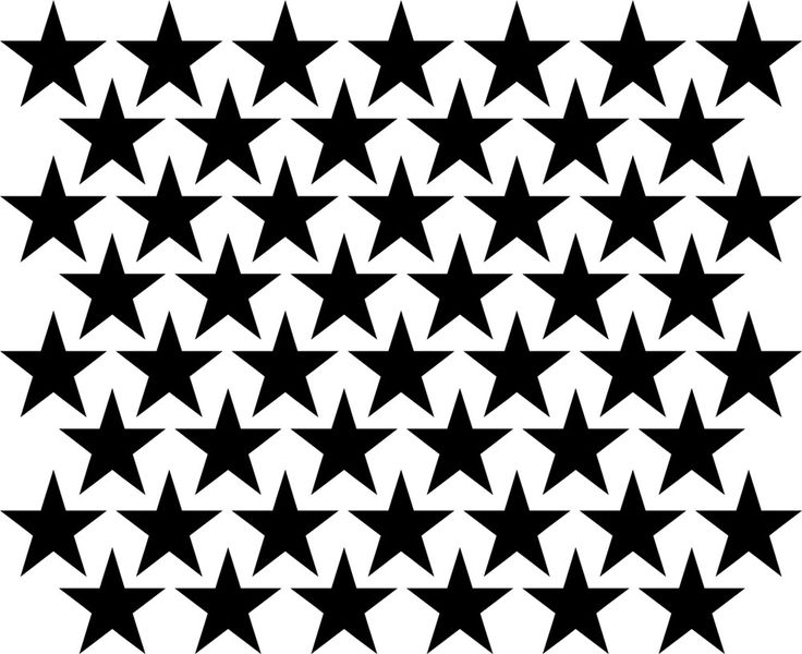 5 Pointed Stars Wall Art Stickers - Black