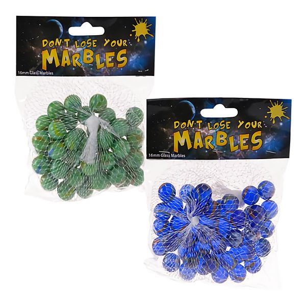 Bulk Pack x6 16mm Marble Packs - Green &amp; Blue (45 Piece Per Bag)