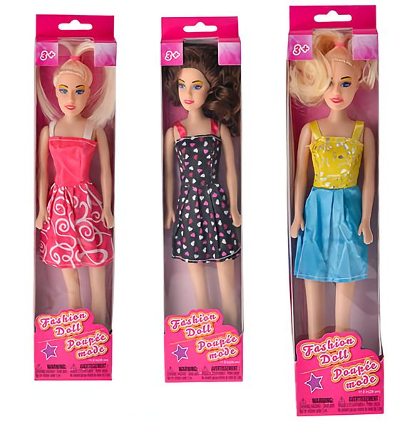 Bulk Pack x3 28cm Medium B/M Fashion Girl Doll - Assorted
