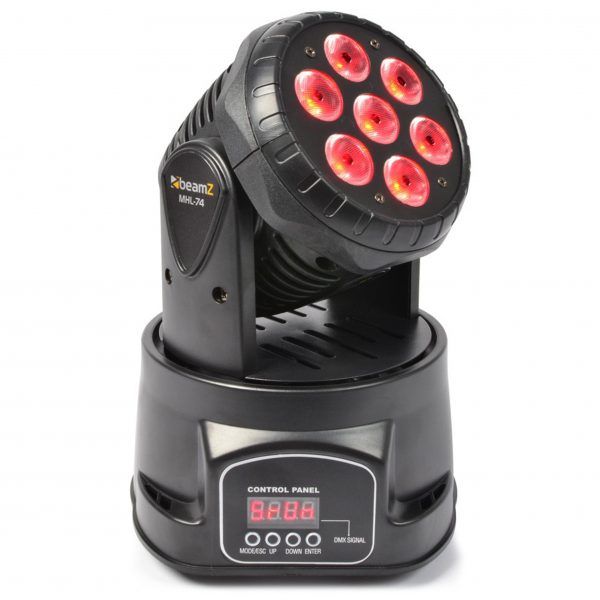 BeamZ MHL-74 LED Moving Head Wash 7x10W 12Ch Quad RGBW LEDS DMX