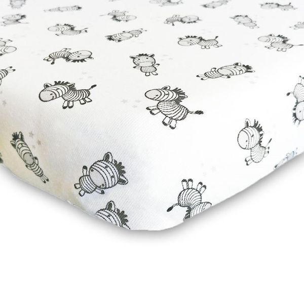 little acorn - Zebra 66x132cm Cot Fitted Sheet - Large