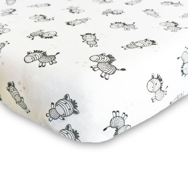 little acorn - Zebra 60x120cm Cot Fitted Sheet - Standard