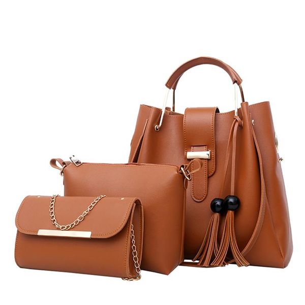 3 in 1 Fashion Purse &amp; Handbags Set for Women - Brown