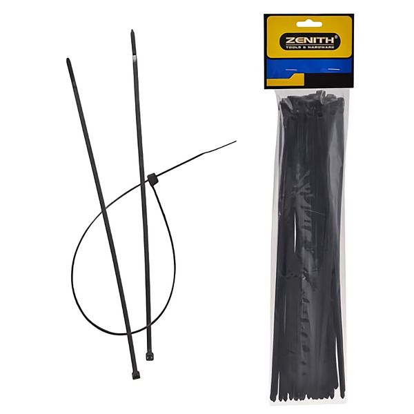 Pack of 5 Cable Ties - Black (50 Per Pack) 4.8x300mm