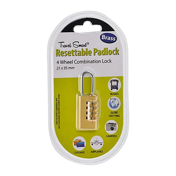 Travel Smart Resettable Padlock - 4 Wheel Combination Lock (6 Piece)