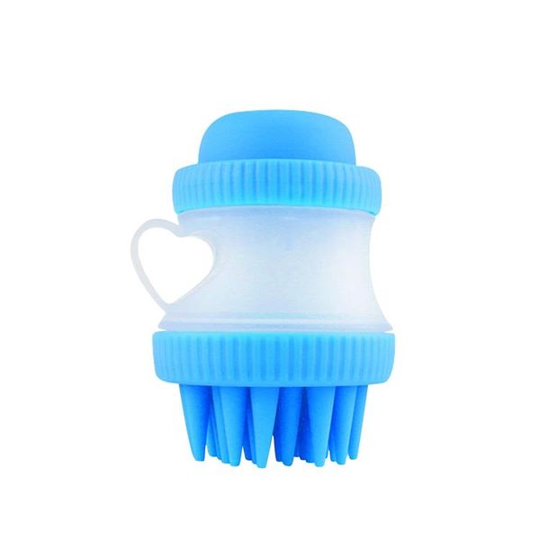 Pet Silicone Easy Bathing Massage Brush Wash Cup - Blue