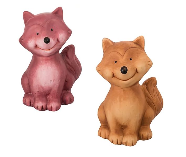 Bulk Pack x 6 Ornament Animal Ceramic Fox 10.5cm .