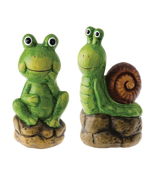 Bulk Pack x 6 Ornament Animal On-Stone 16.5cm Frog/Snail .