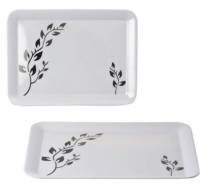 Bulk Pack x 6 Melamine Leaf Tray Rectangular 39x29cm.