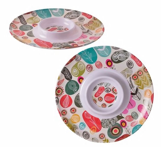 Bulk Pack x 5 Melamine Party Chip &amp; Dip Plate 30cm.