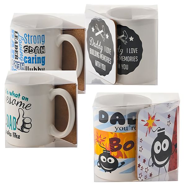 Bulk Pack x 6 Mug Occasions Dad 2 Piece Mug &amp; Coaster .