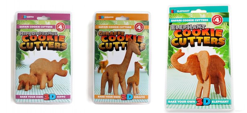 Bulk Pack x 5 Cookie Cutter 3D Wild Animals .