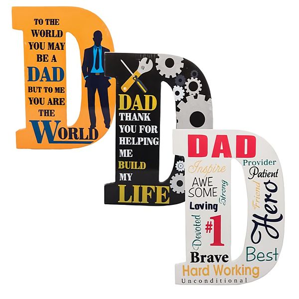 Bulk Pack x 6 Plaque Wooden Hanging Letter D 19.5cm Dad .