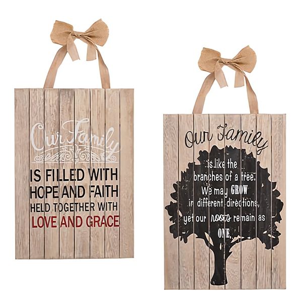 Bulk Pack x 4 Plaque Wooden Sign 35x28cm Family .