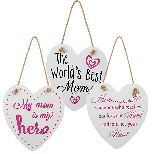 Bulk Pack x 6 Plaque Wooden Sign Heart 18x18cm .