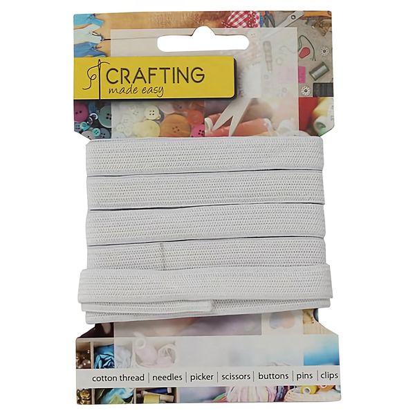 Bulk Pack x 5 Haberdashery Elastic 10mmx200m White.