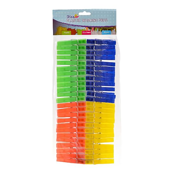 Bulk Pack x 5 Washing-Pegs Plastic Pack-Of-48 Pieces .