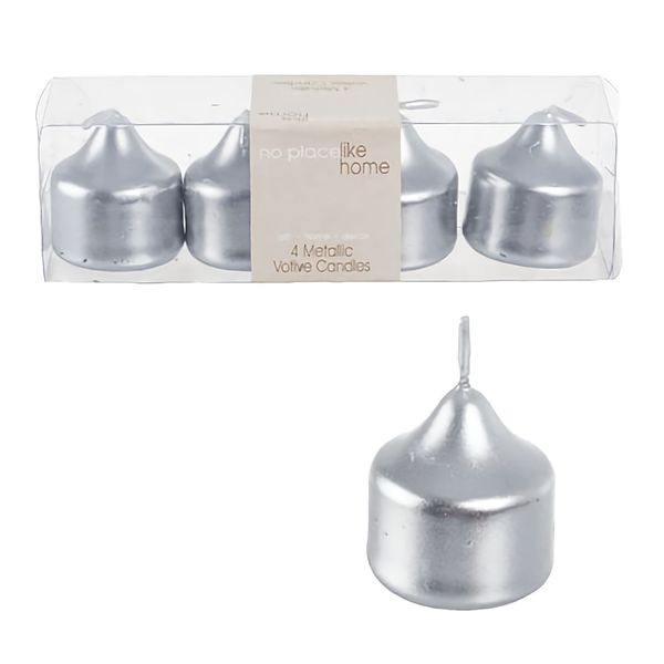 Bulk Pack x 5 Candle Votive 4 Pieces Per Pack Metallic Silver