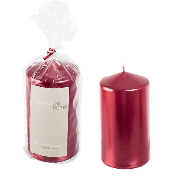 Bulk Pack x 5 Candle Pillar Round Red 12x7cm.