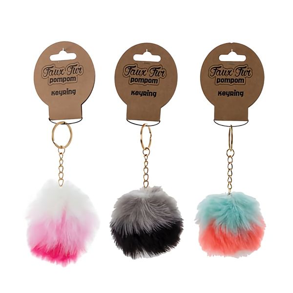 Bulk Pack x 6 Key Chain Faux Fur 8cm .