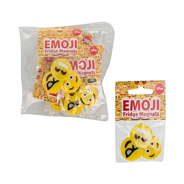 Bulk Pack x 6 Magnetic Memo Holder Emoji design. 3Pieces Per Bag.