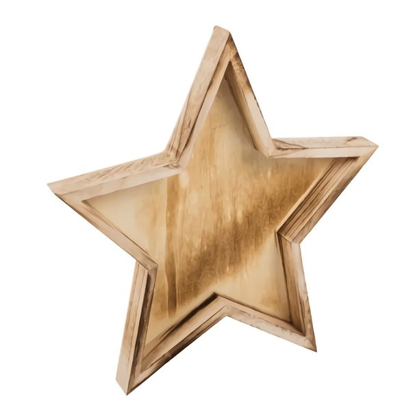 Bulk Pack x 4 Ornament Decor Tray Wooden Star 24cm.