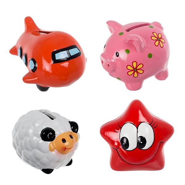 Bulk Pack x 4 Money-Bank Ceramic 8X7cm 4 .